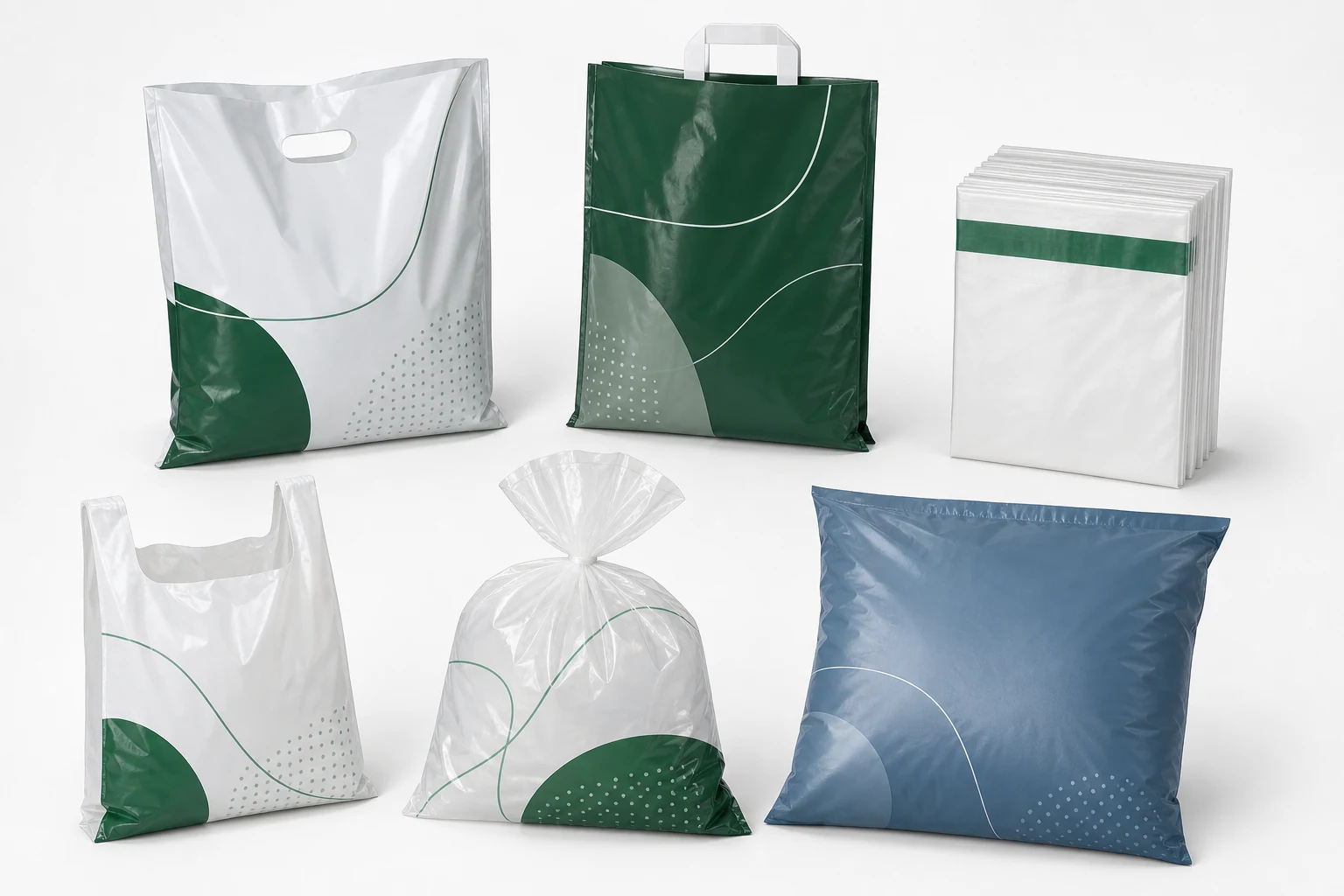 Soft-loop, patch-handle, wicket, T-shirt, chicken and cargo bag types